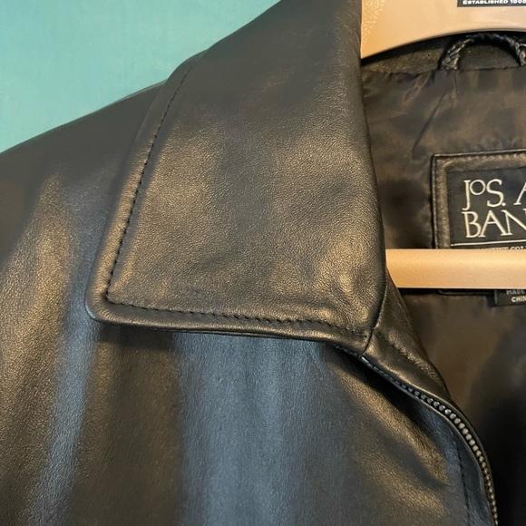 Jos A Bank Executive Collection mens XL TALL black Leather Jacket - Picture 6 of 16
